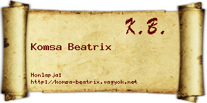 Komsa Beatrix névjegykártya